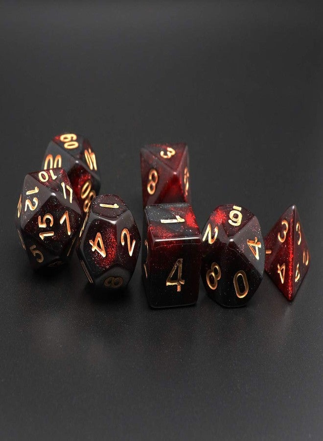 CREEBUY DND Dice Set 7Pcs Red Mix Black Nebula Dice for Dungeon and Dragons D&D RPG Role Playing Games Polyhedral Dice - Image 3